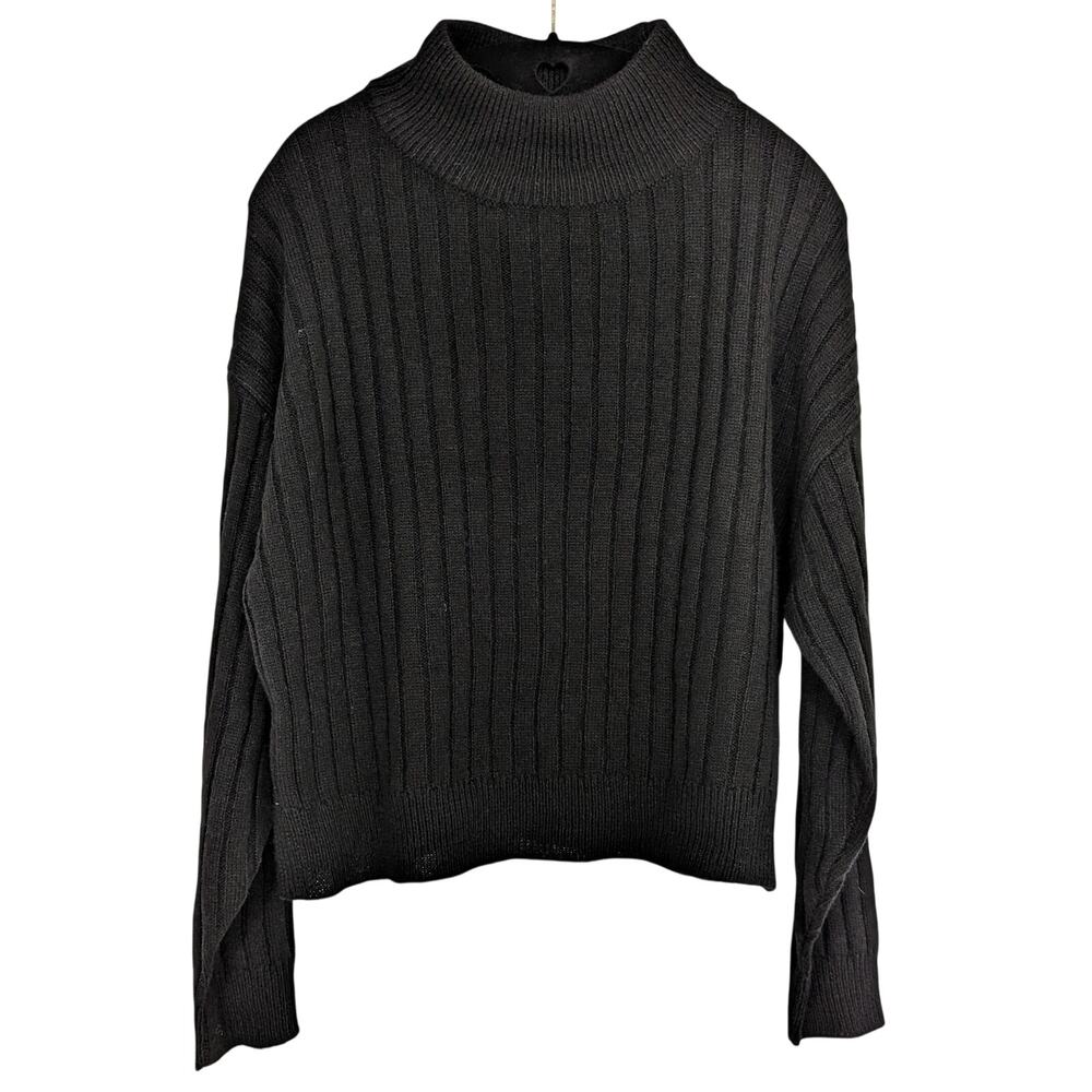 Topshop Black Knit Sweater Funnel Neck Size 0/2